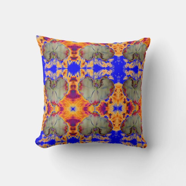 Elegant boho abstract watercolor orchid painting throw pillow (Front)