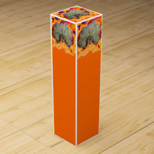 Elegant boho abstract watercolor orchid painting wine box