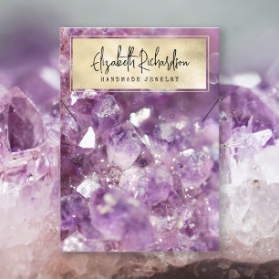 Elegant Boho Amethyst Crystal Jewelry Display Business Card
