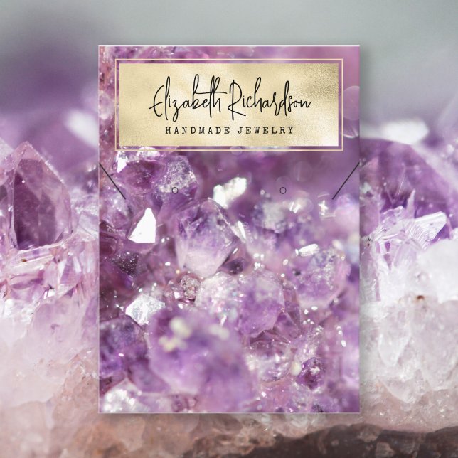 Elegant Boho Amethyst Crystal Jewelry Display Business Card (Creator Uploaded)