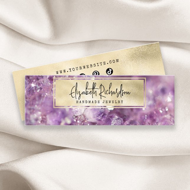 Elegant Boho Amethyst Crystal Jewelry Display Mini Business Card (Creator Uploaded)