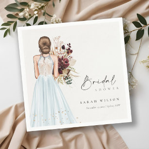 Elegant Boho Aqua Wedding Gown Bridal Shower Napkins