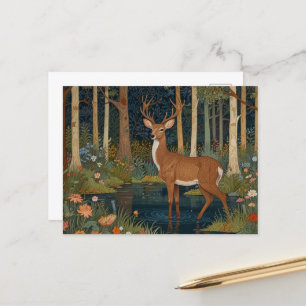 Elegant boho art rustic woodland deer  postcard