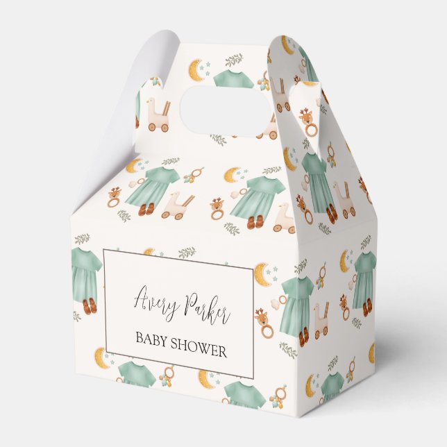 Elegant Boho Baby Girl Clothes Baby Shower  Favor Boxes (Front Side)