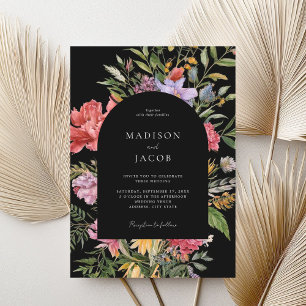 Elegant Boho Black Dutch Floral Wedding Invitation