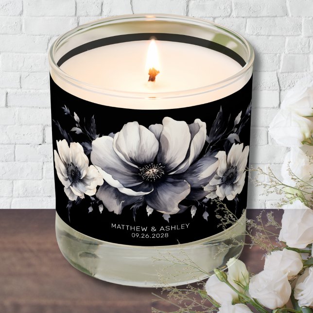 Elegant Boho Black Floral Wedding Scented Candle (Black Floral Wedding Scented Candle)