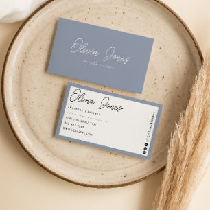 Elegant Boho Blue Branding Modern Trendy Unique Business Card