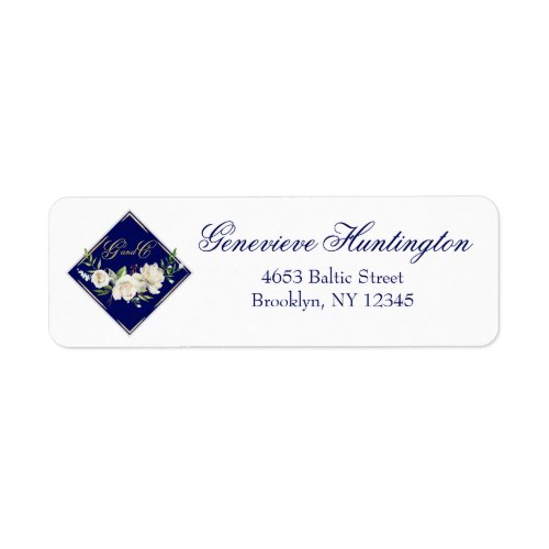 Elegant Boho Blue Floral Wedding Printed Address Label