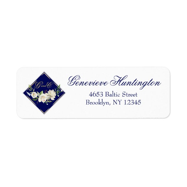 Elegant Boho Blue Floral Wedding Printed Address Label (Front)