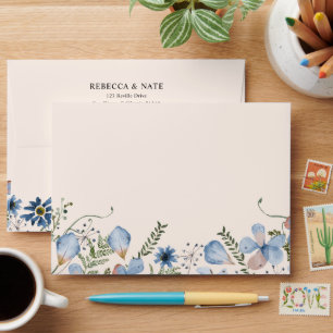 Elegant Boho Blue Florals 5x7 Card Envelope