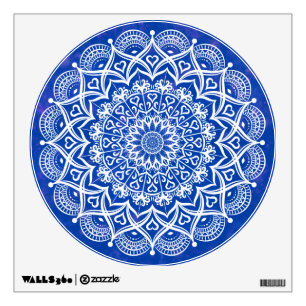 Elegant Boho Blue White Mandala Wall Decal