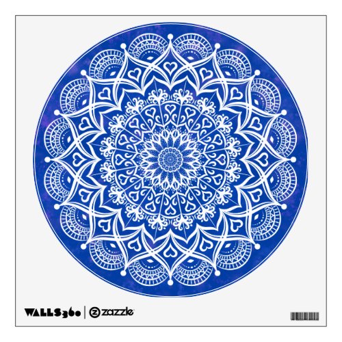 Elegant Boho Blue White Mandala Wall Decal