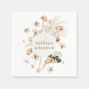 Elegant Boho Blush Floral Greenery Wedding Napkins
