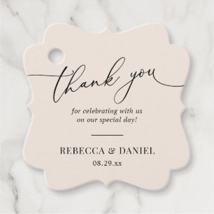 Elegant Boho Blush Monogram Wedding Thank You Favor Tags