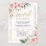 Elegant boho blush pink floral gold sweet sixteen invitation