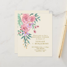 Elegant Boho Blush Pink Watercolor Floral Wedding