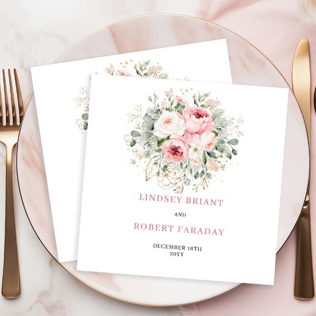 Elegant Boho Blush Rose Gold Wedding Napkins (Elegant Boho Blush Rose Gold Wedding Napkins)