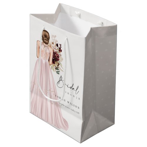 Elegant Boho Blush Wedding Gown Bridal Shower Medium Gift Bag