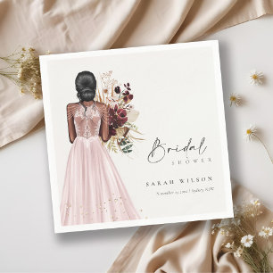 Elegant Boho Blush Wedding Gown Bridal Shower Napkins