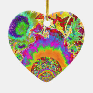 Elegant boho bohemian retro sunflowers ceramic ornament