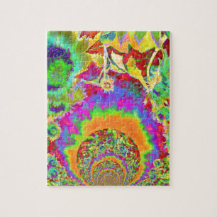 Elegant boho bohemian retro sunflowers jigsaw puzzle