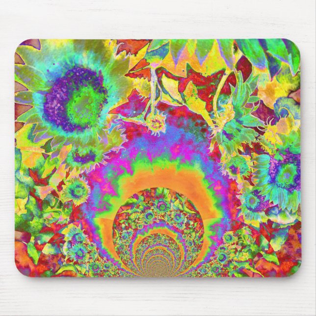 Elegant boho bohemian retro sunflowers  mouse pad (Front)