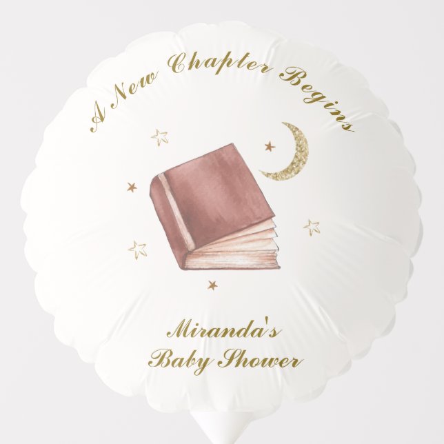 Elegant Boho Book Moon Star Baby Shower  Balloon (Front)