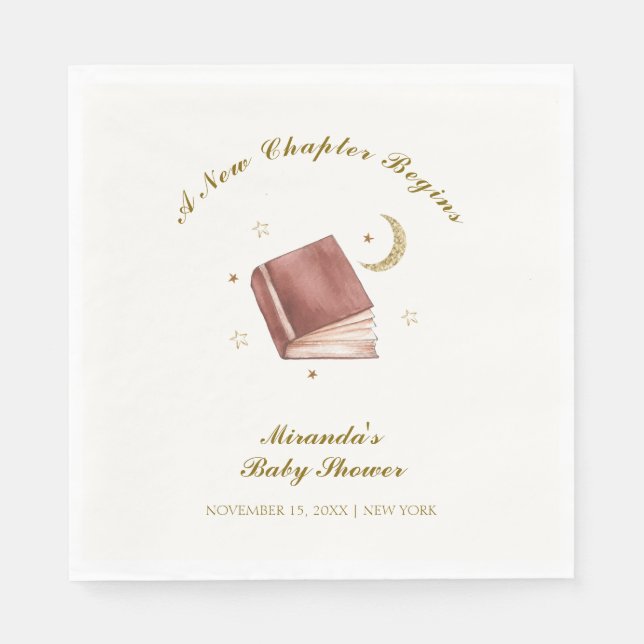 Elegant Boho Book Moon Star Baby Shower  Napkins (Front)