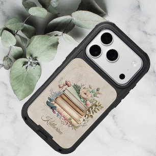 Elegant Boho Book Stack Floral Name iPhone 17 Pro Case