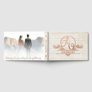 Elegant Boho Botanical Custom Monogram Wedding Foil Guest Book