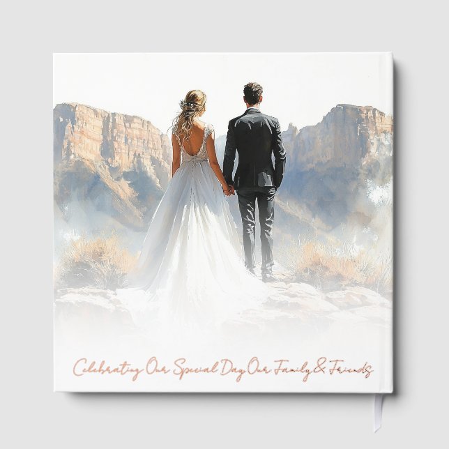 Elegant Boho Botanical Custom Monogram Wedding  Foil Guest Book (Back)