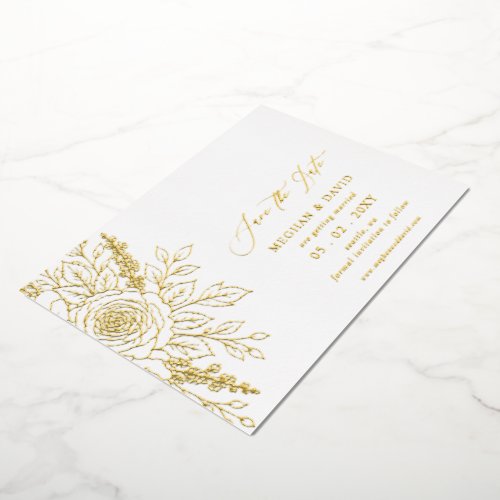 Elegant Boho Botanical Fall Floral Photo Foil Invitation