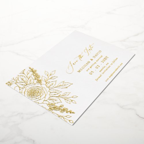 Elegant Boho Botanical Fall Floral Photo Foil Invitation