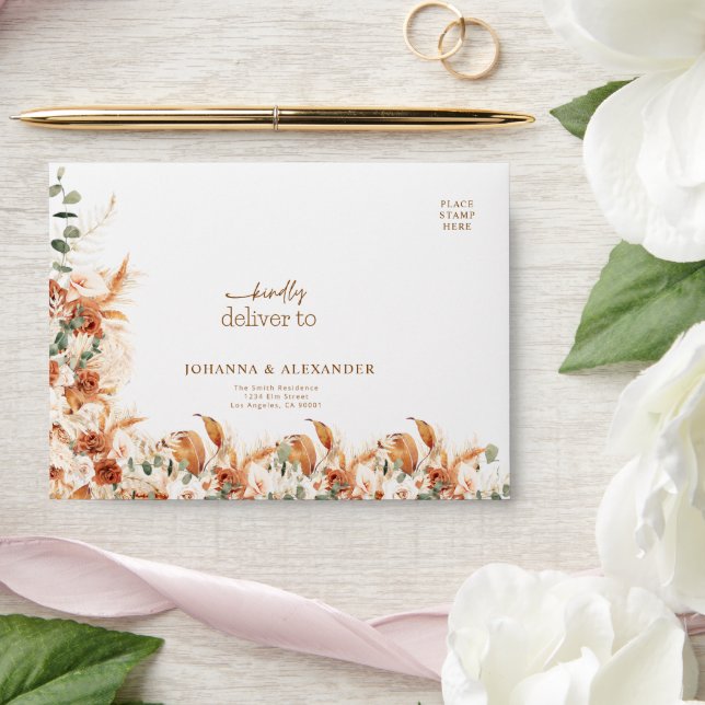 Elegant Boho Botanical Terracotta Wedding  Envelope (Wedding)