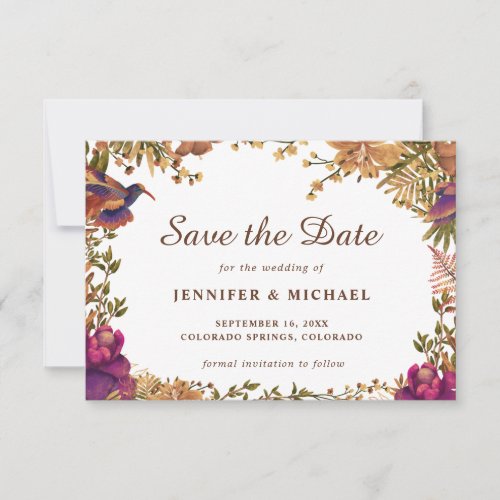 Elegant Boho Botanical Watercolor Flowers Wedding