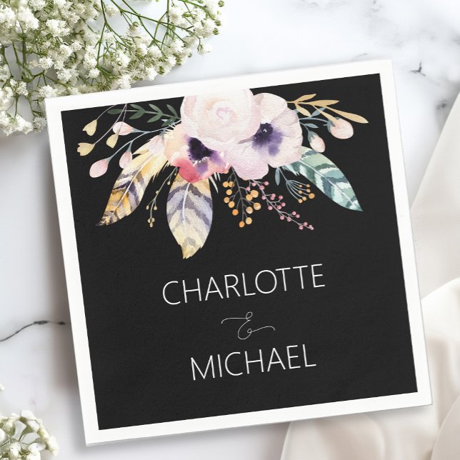 Elegant Boho Bouquet Wedding   Napkins (Creator Uploaded)