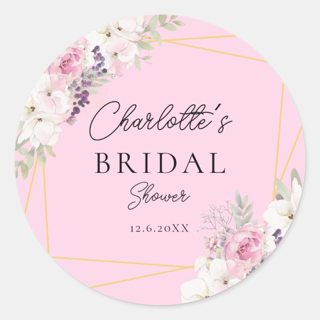 Elegant Boho Bridal Shower   Classic Round Sticker (Front)