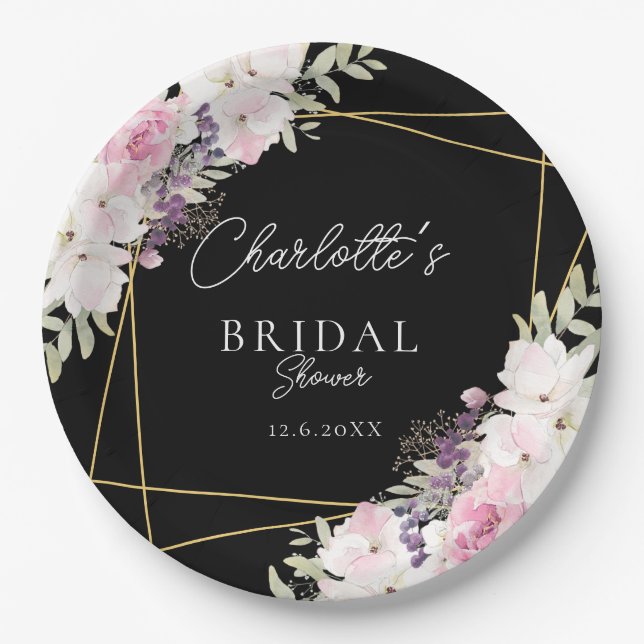 Elegant Boho Bridal Shower Paper Plates (Front)