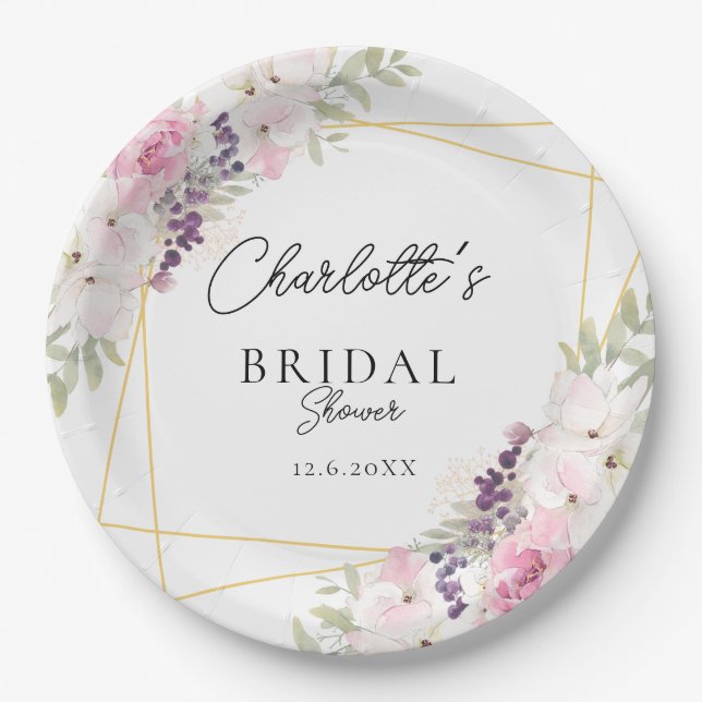 Elegant Boho Bridal Shower  Paper Plates (Front)