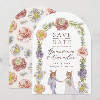 Elegant Boho Bunny Rabbit Love Floral Wedding Save The Date