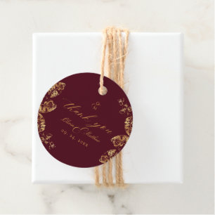 Elegant Boho   Burgundy and Gold Autumn Wedding Fa Favor Tags