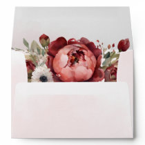 Elegant Boho Burgundy Blush Floral Invitation Envelope