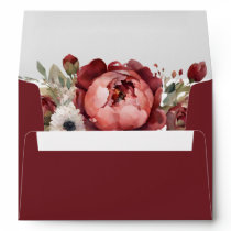 Elegant Boho Burgundy Blush Floral Wedding Envelope