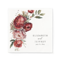 Elegant Boho Burgundy Blush Floral Wedding Napkins