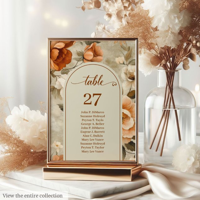 Elegant Boho Burnt Orange Ivory Sage Table Number (Elegant Boho Burnt Orange Ivory Sage Table Number)