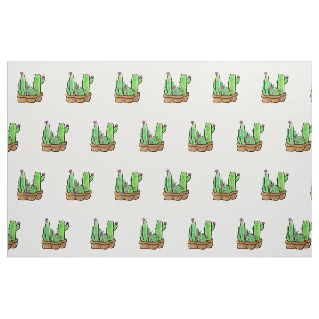 Elegant boho Cactus cacti succulents  Fabric (Fat Quarter)