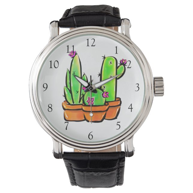 Elegant boho Cactus cacti succulents  Watch (Front)