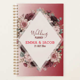 Elegant Boho Chic Blush Pink & Burgundy Floral  Planner