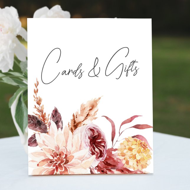 Elegant Boho Chic Bridal Shower Cards & Gifts Sign (Creator Uploaded)