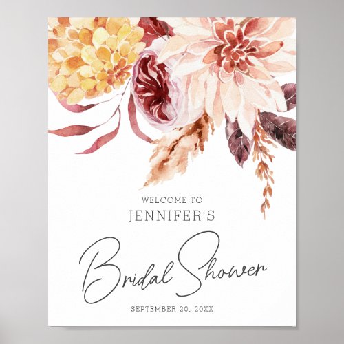 Elegant Boho Chic Bridal Shower Welcome Sign